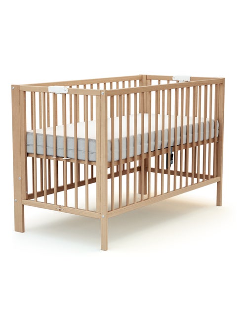 AT4 - Lettino bambini pieghevole FOLDO legno - Faggio verni - 60 x 120 - 124 x 64 x 82 cm - Kiabi