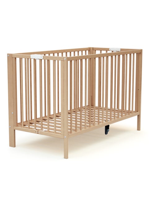 AT4 - Lettino bambini pieghevole FOLDO legno - Faggio verni - 60 x 120 - 124 x 64 x 82 cm - Kiabi