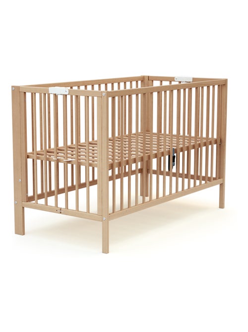 AT4 - Lettino bambini pieghevole FOLDO legno - Faggio verni - 60 x 120 - 124 x 64 x 82 cm - Kiabi