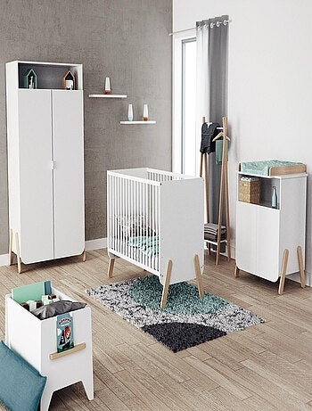 At4 - lettino bambini pirate legno - bianco/faggio - 60 x 120 - 127 x 64 x 88 cm