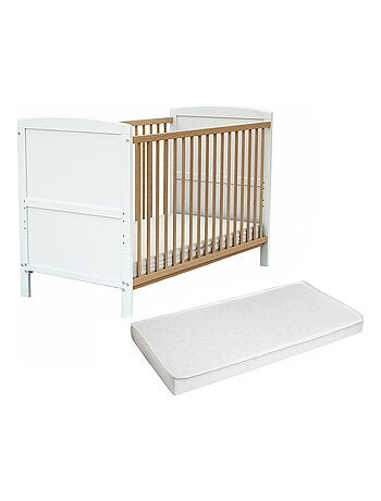 AT4 - Lettino con sponde regolabile con materasso LUNA legno - Faggio verni