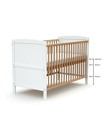 AT4 - Lettino con sponde regolabile con materasso LUNA legno - Faggio verni