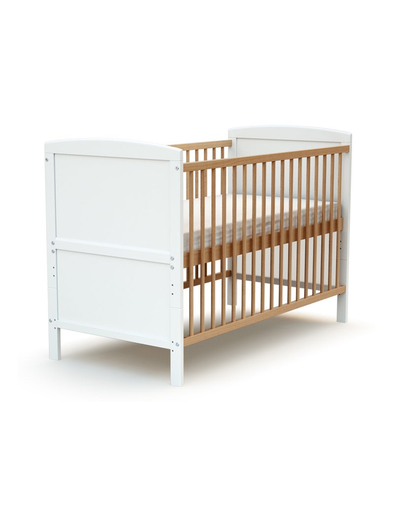 AT4 - Lettino con sponde regolabile con materasso LUNA legno - Bianco/Faggio natural Beige/Bianco - Kiabi
