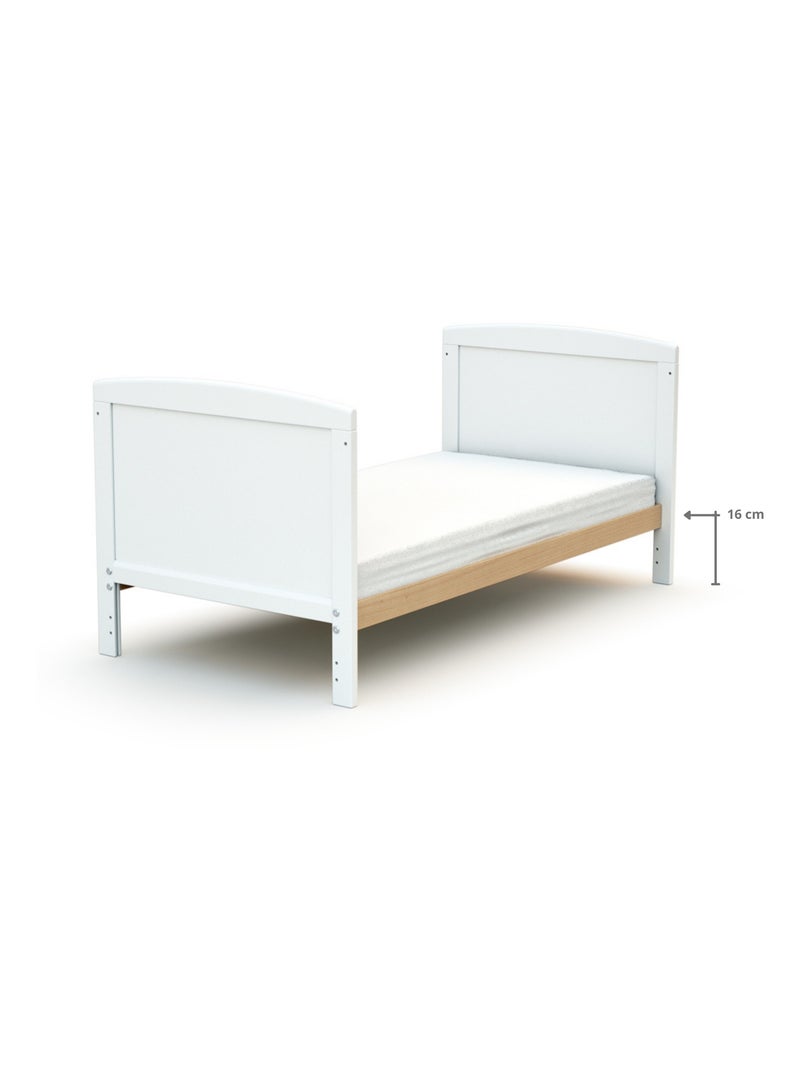AT4 - Lettino con sponde regolabile con materasso LUNA legno - Bianco/Faggio natural Beige/Bianco - Kiabi