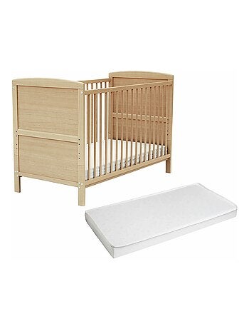 AT4 - Lettino con sponde regolabile con materasso LUNA legno - Faggio verni