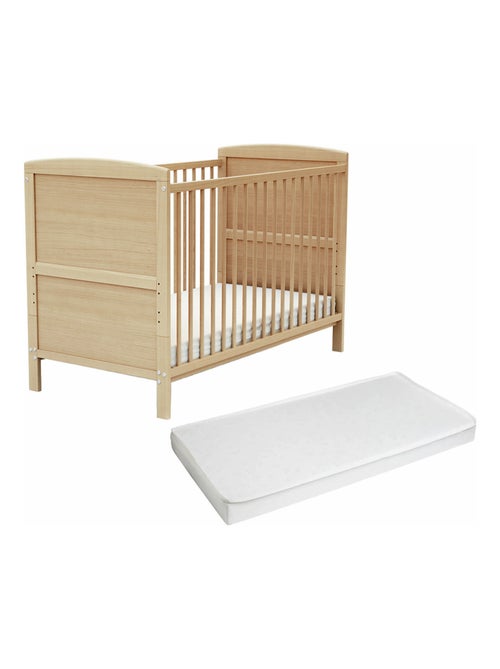 AT4 - Lettino con sponde regolabile con materasso LUNA legno - Faggio verni - Kiabi