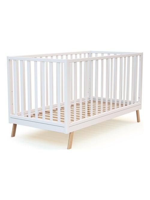 AT4 - Lettino convertibile KASA legno - Bianco- 70 x 140 - 146 x 74.50 x 83 cm - Kiabi