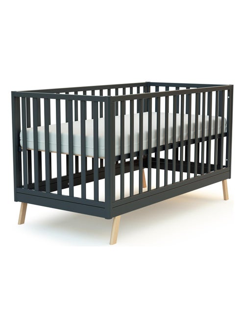 AT4 - Lettino convertibile KASA legno - Grafite grigio - 70 x 140 - 146 x 74,50 x 83 cm - Kiabi