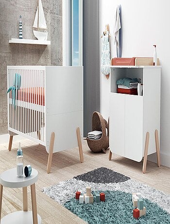 At4 - lettino convertibile pirate legno - bianco/faggio natural - 70 x 140 - 147,5 x 78 x 87,5 cm