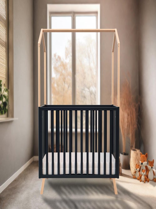 AT4 - Lettino forma di casa trasformabile KASA legno - Grafite grigio/Faggio - Kiabi