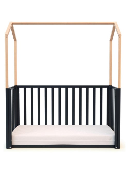 AT4 - Lettino forma di casa trasformabile KASA legno - Grafite grigio/Faggio - Kiabi