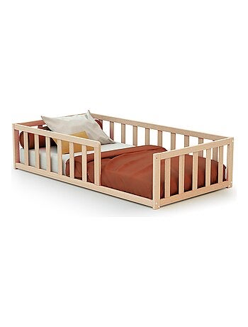 AT4 - Letto per bambini a terra legno - Faggio natural - 70 x 140 - 144 x 75 x 35 cm KAÏA