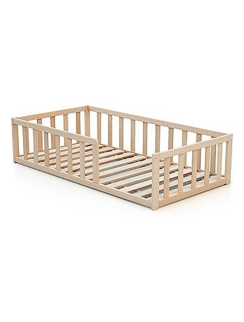 AT4 - Letto per bambini a terra legno - Faggio natural - 70 x 140 - 144 x 75 x 35 cm KAÏA
