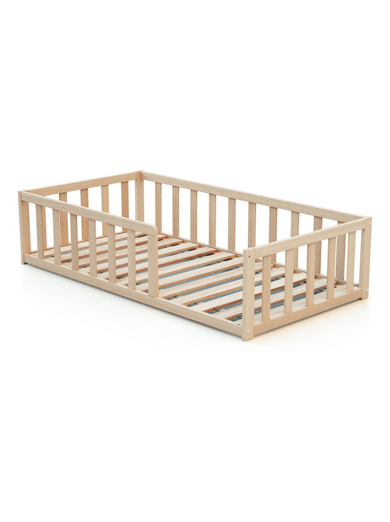 AT4 - Letto per bambini a terra legno - Faggio natural - 70 x 140 - 144 x 75 x 35 cm KAÏA Marrone nocciola - Kiabi