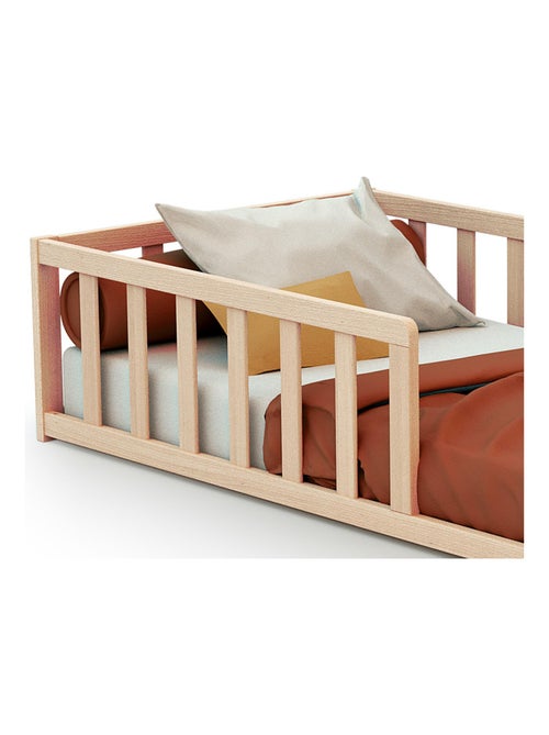 AT4 - Letto per bambini a terra legno - Faggio natural - 70 x 140 - 144 x 75 x 35 cm KAÏA - Kiabi