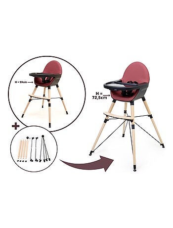AT4 - Prolunga per seggiolone pappa bambini CONFORT - Nero/Bordeaux- 67 x 3 x 3 cm