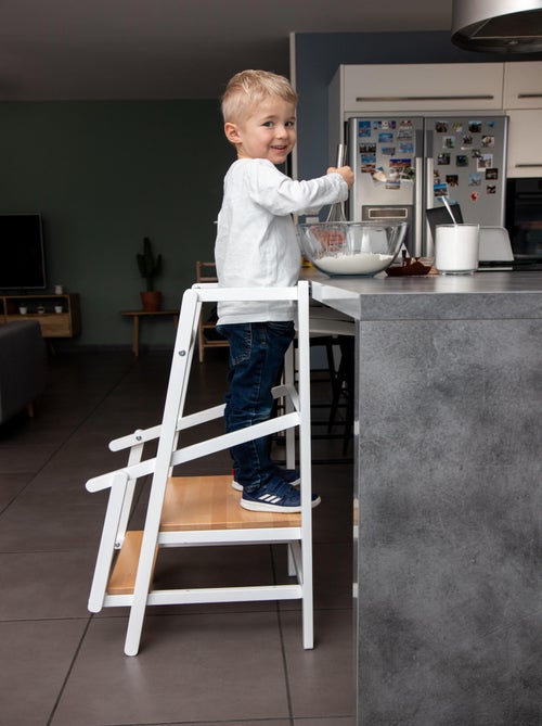 AT4 - Torre di osservazione bambini ESSENTIEL legno - Bianco/Faggio natural - 44 x 48,5 x 90 cm - Kiabi