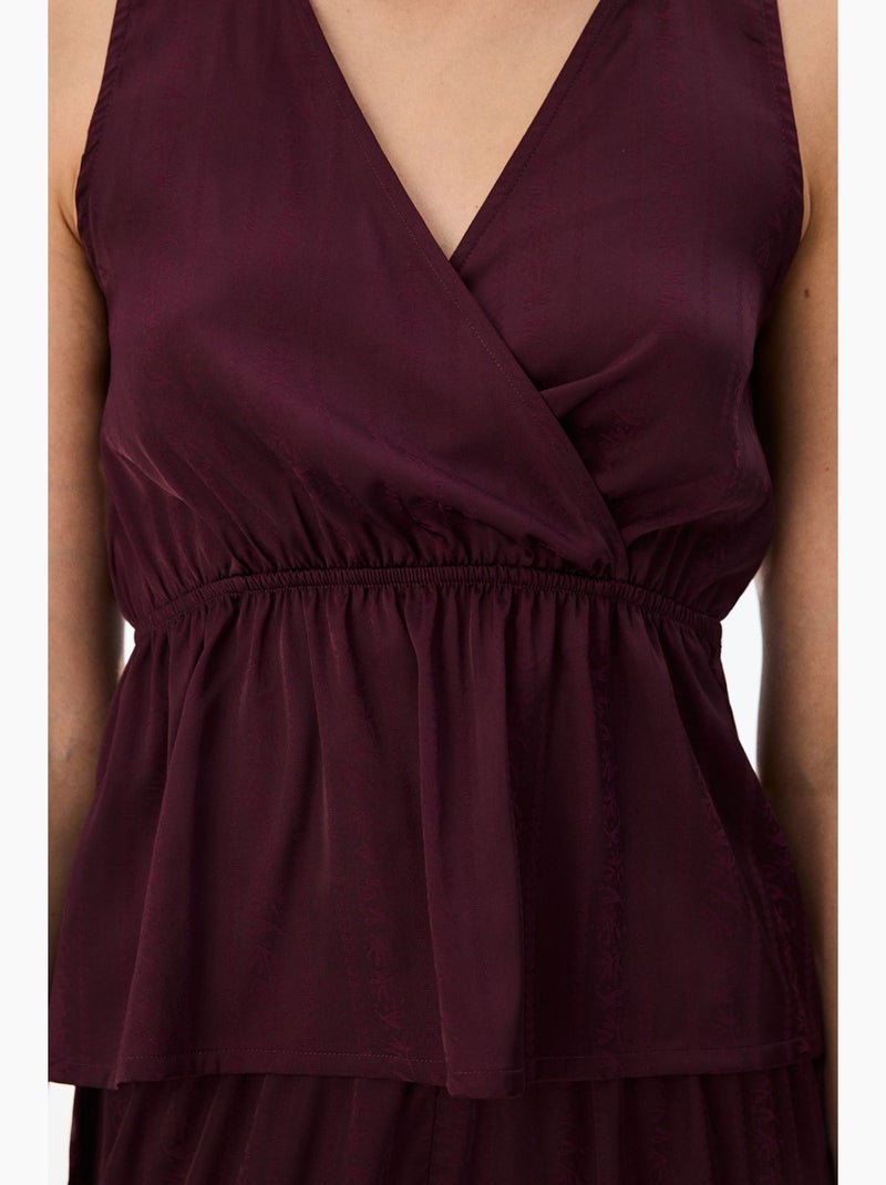 Aurora dark top pigiama in raso floreale penti Rosso bordeaux - Kiabi