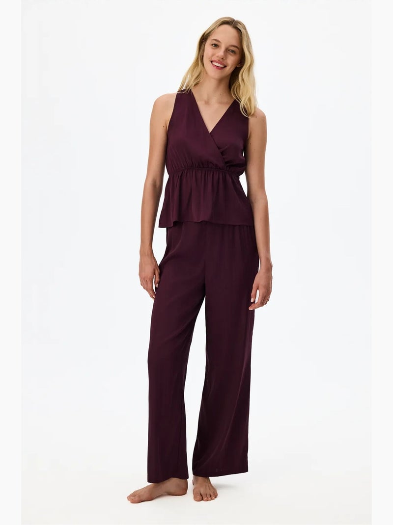 Aurora pantalone pigiama in raso fiorato penti Rosso bordeaux - Kiabi