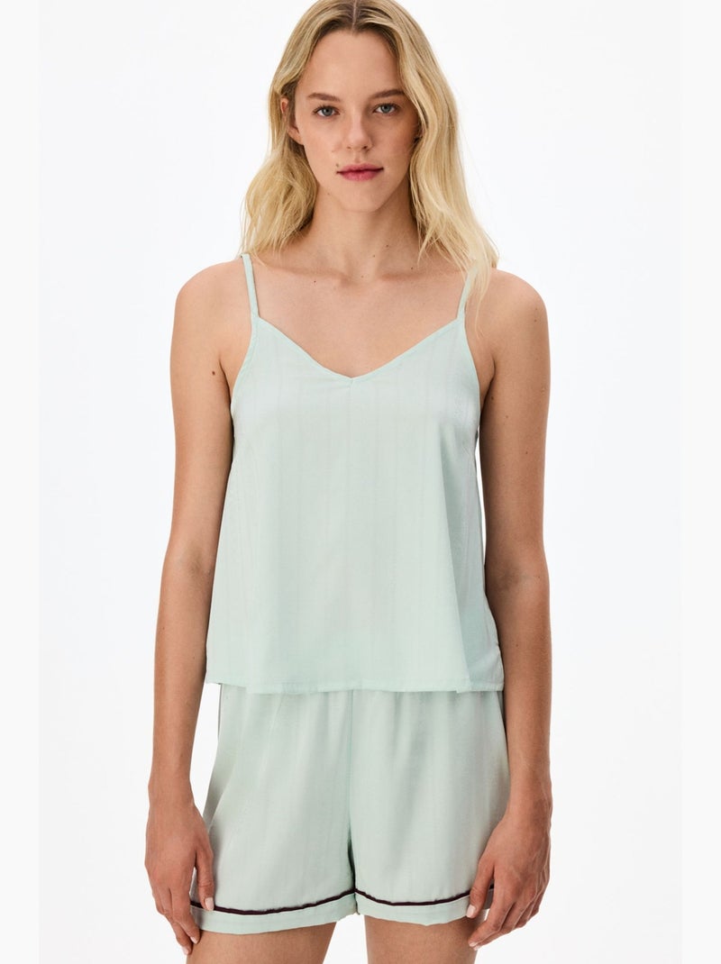 Aurora top pigiama satinato floreale penti Verde menta - Kiabi