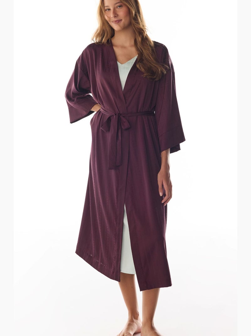 Aurora vestaglia in raso con maniche floreali penti Rosso bordeaux - Kiabi