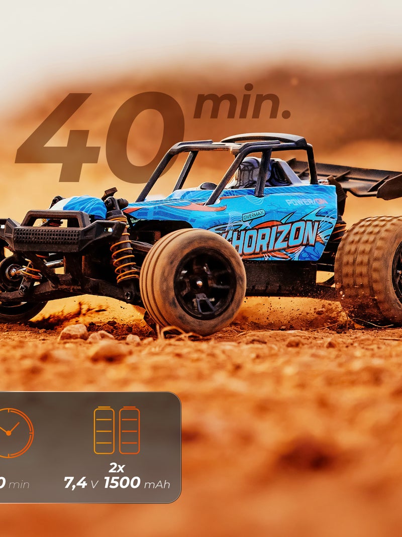 Auto telecomandata OVERMAX X-Horizon 4x4 - 30 km/h - Luci a LED - 40 min - 2 x Carrozzerie Blu Arancio - Kiabi