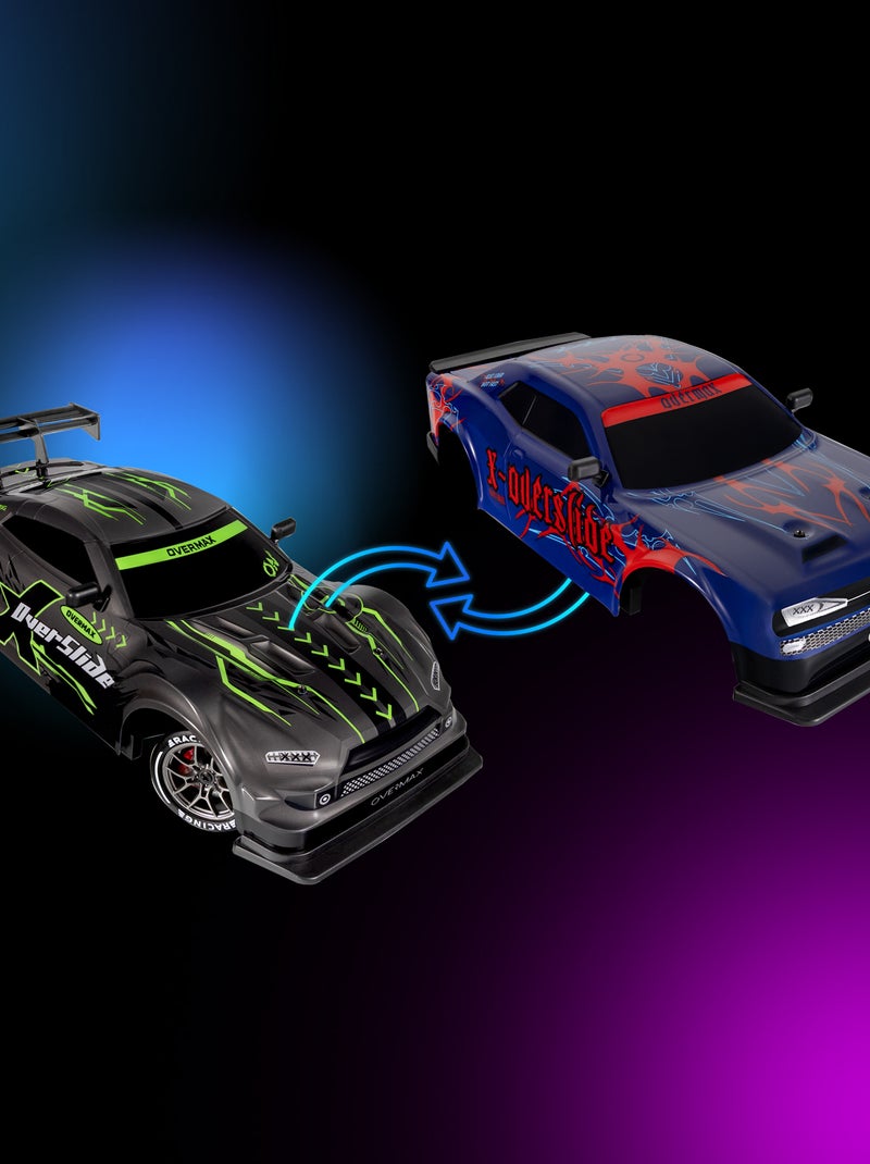 Auto telecomandata OVERMAX X-Overslide - 2 carrozzerie - Luci LED - Durata della batteria 40 min Blu - Kiabi