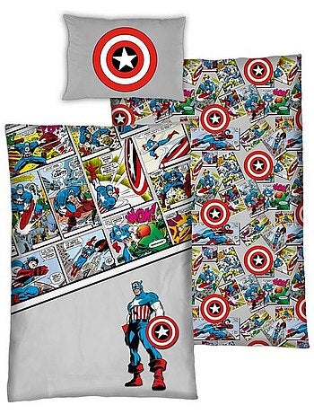 Avengers - Set Biancheria da Letto Bambino in Cotone Captain America - Copripiumino 140x20