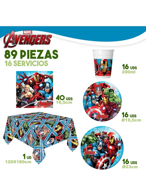 Avengers stoviglie monouso per bambini 89 pezzi - Kiabi
