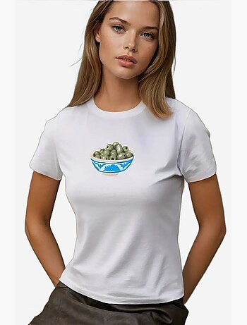 Baby tee stampata con girocollo hiccup