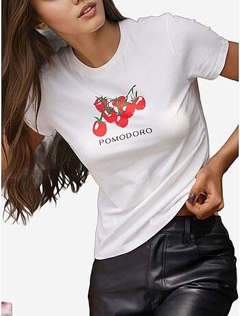 Baby tee stampata con girocollo hiccup