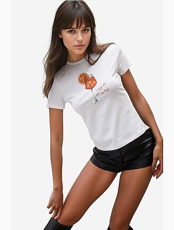 Baby tee stampata con girocollo hiccup