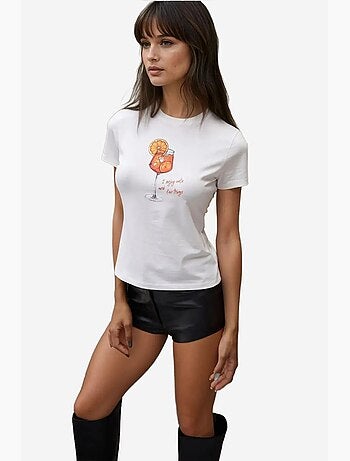 Baby tee stampata con girocollo hiccup