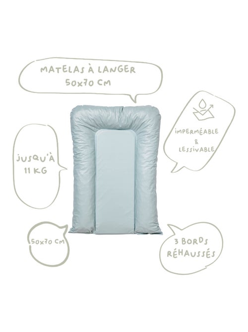BABYCALIN - Materassino fasciatoio Essential Flocons 50 x 70 cm - 100% PVC impermeabile - Blu Verde - Kiabi