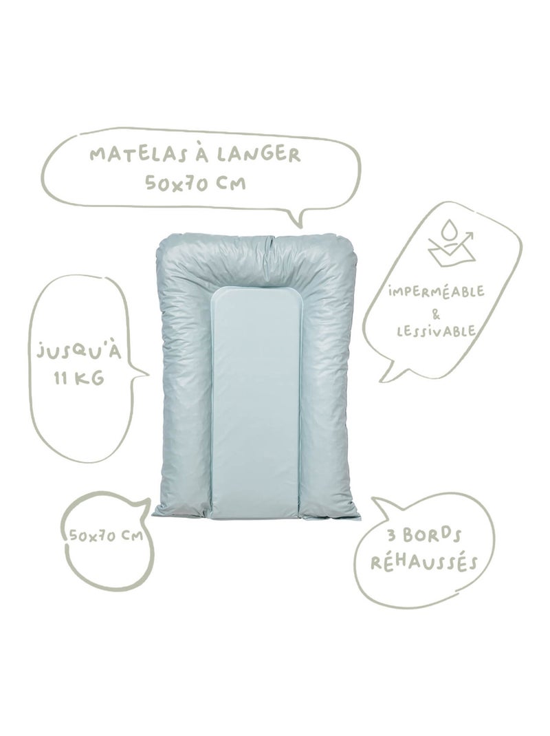 BABYCALIN - Materassino fasciatoio Essential Flocons 50 x 70 cm - 100% PVC impermeabile - Blu Verde Blu - Kiabi