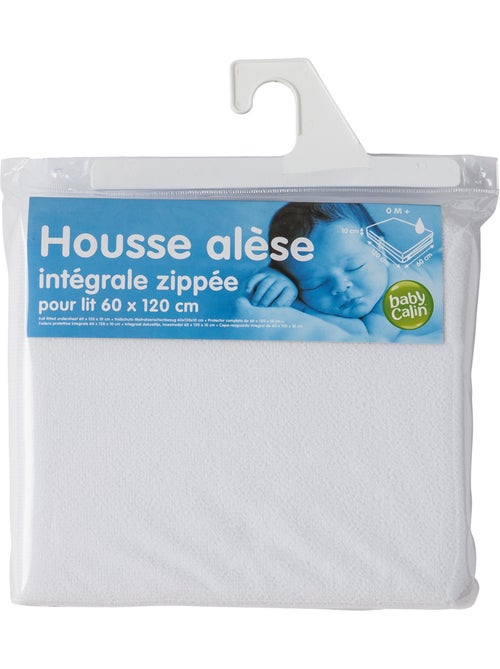BABYCALIN - Sottolenzuolo bimbo 60 x 120 cm con zip - 100% poliestere impermeabile - Bianco - Kiabi