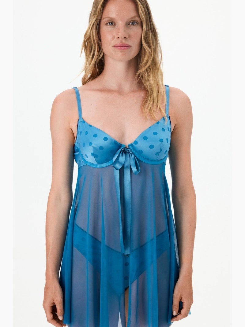 Babydoll con apertura davanti penti Blu - Kiabi