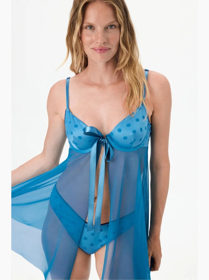 Babydoll con apertura davanti penti Blu - Kiabi