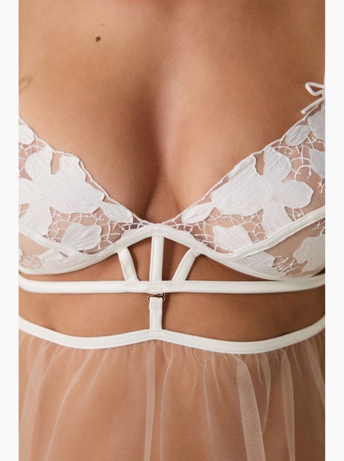 Babydoll da corredo con broderie rotta, ricamata, floreale, con ferretto penti - Kiabi