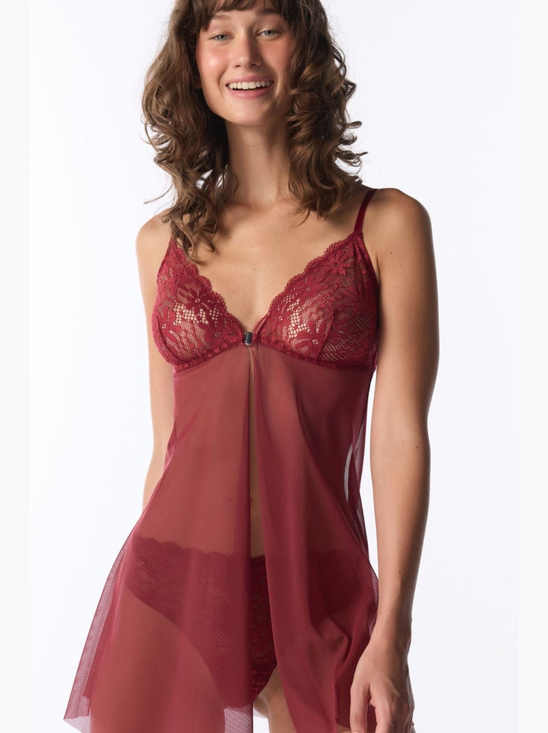Babydoll donna in pizzo penti Rosso bordeaux - Kiabi