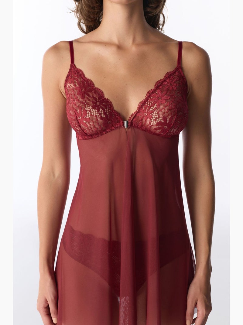 Babydoll donna in pizzo penti Rosso bordeaux - Kiabi