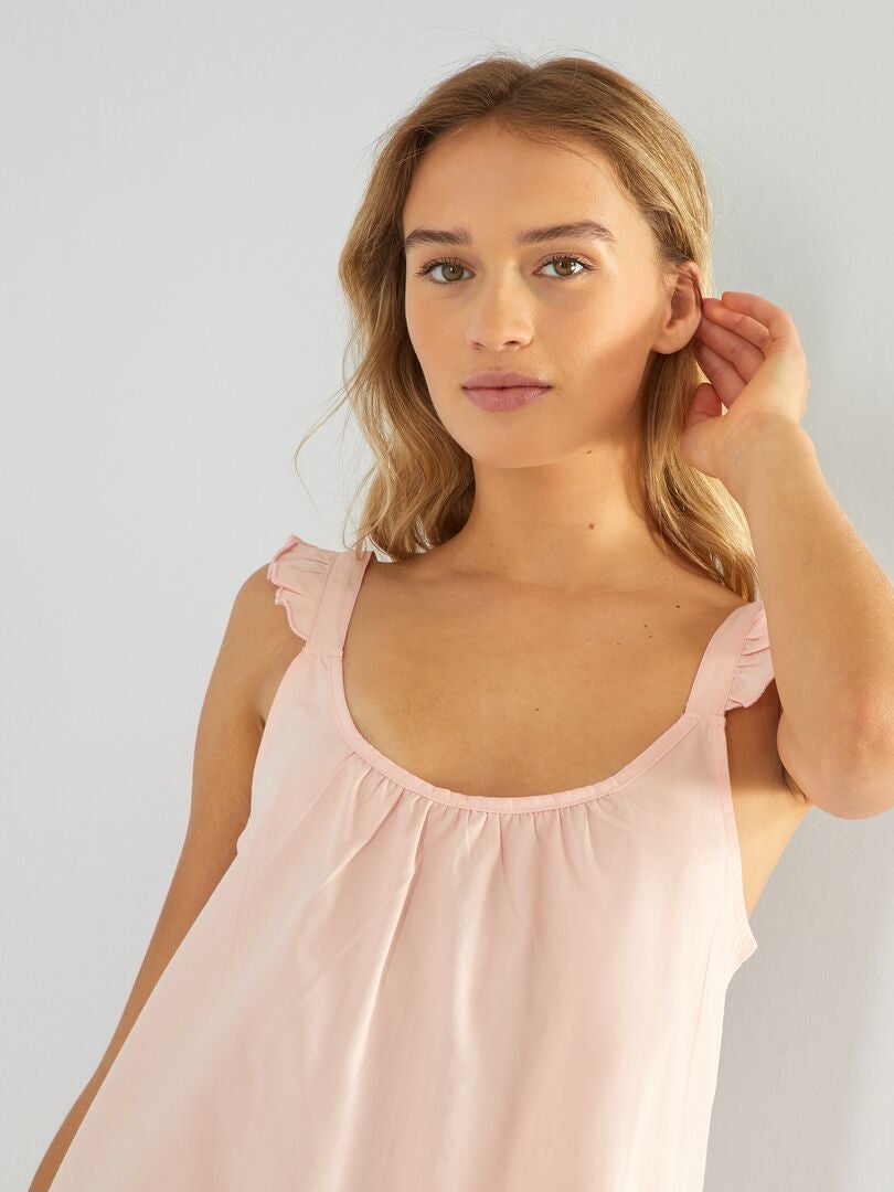 Babydoll taglio dritto con spalline con volant BEIGE - Kiabi