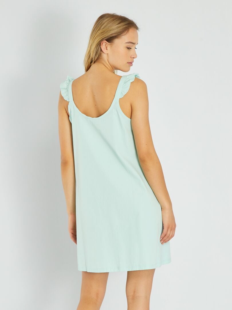 Babydoll taglio dritto con spalline con volant BEIGE - Kiabi