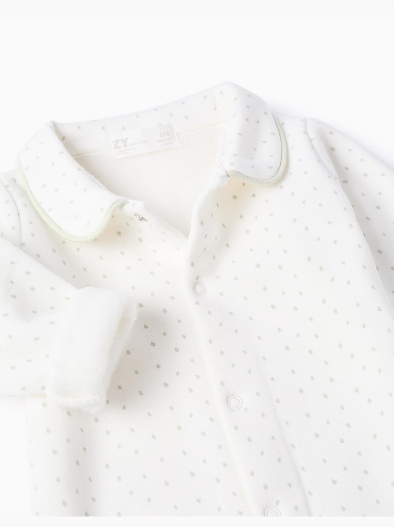 Babygrow con fodera in peluche e pois Bianco - Kiabi