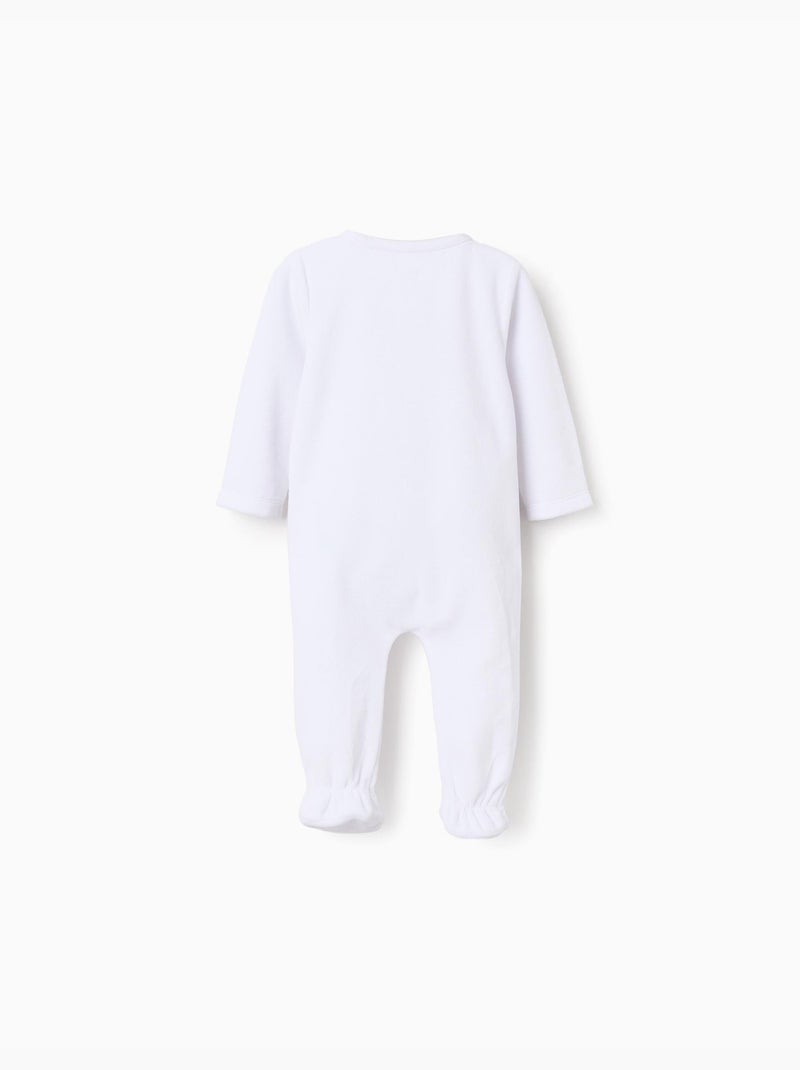Babygrow in velluto con apertura completamente frontale Bianco - Kiabi