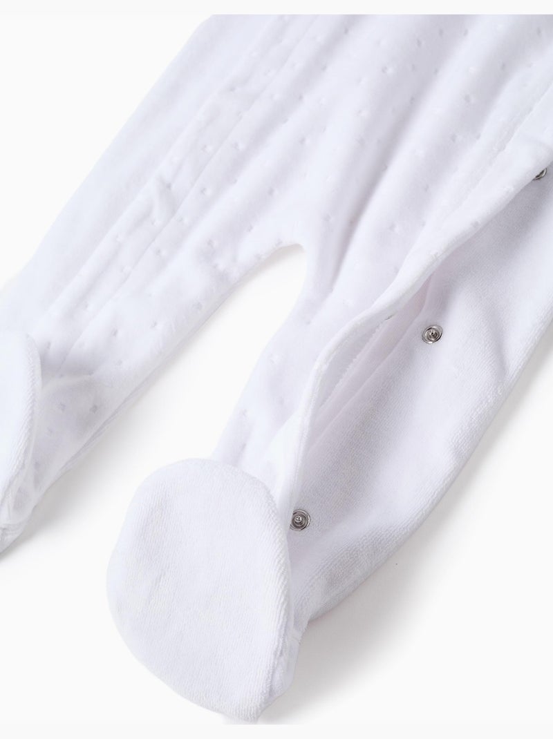 Babygrow in velluto con apertura completamente frontale Bianco - Kiabi