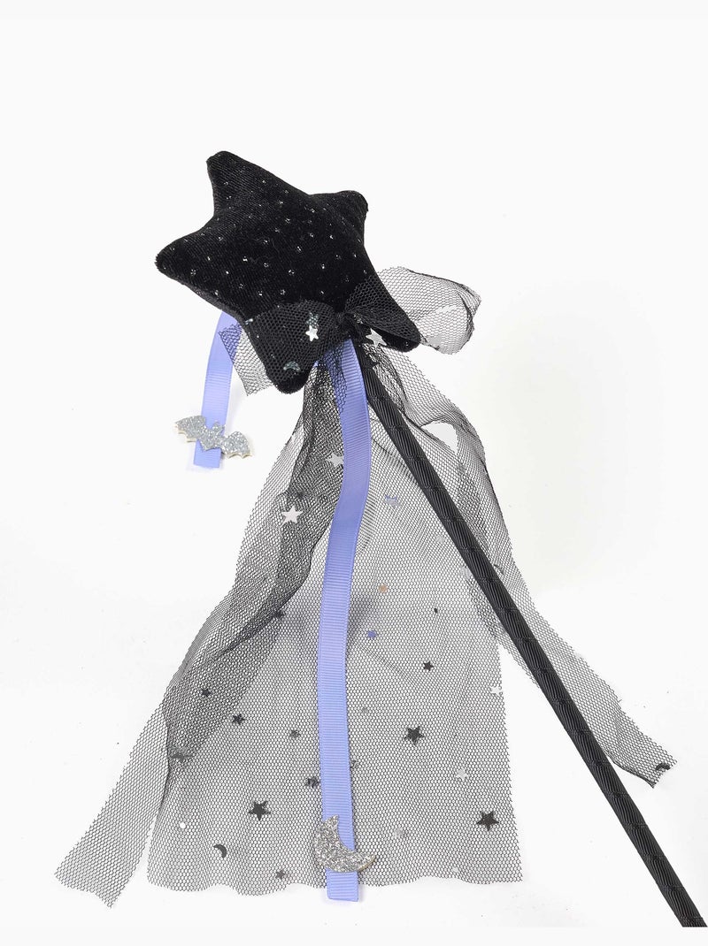 Bacchetta magica di halloween con stella in velluto e fiocco in tulle Nero Nero - Kiabi