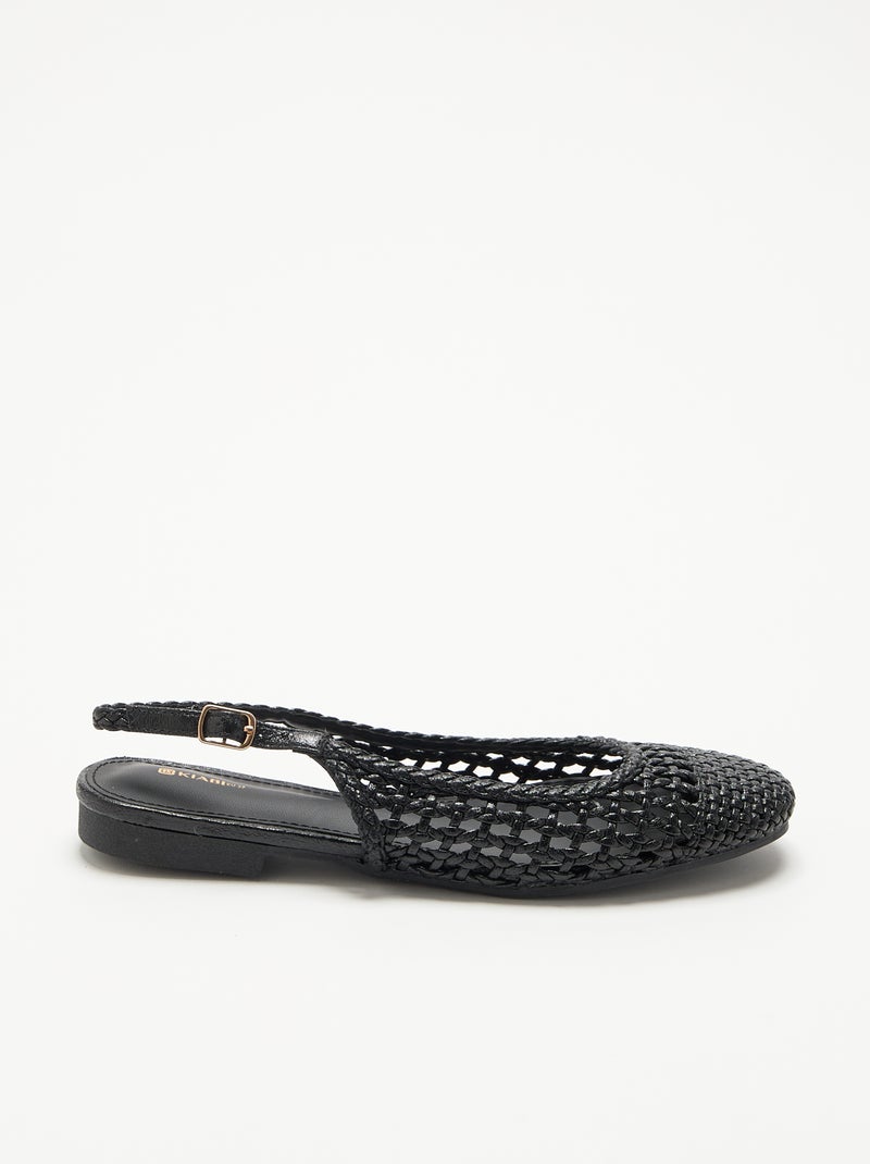 Ballerine aperte intrecciate Nero - Kiabi