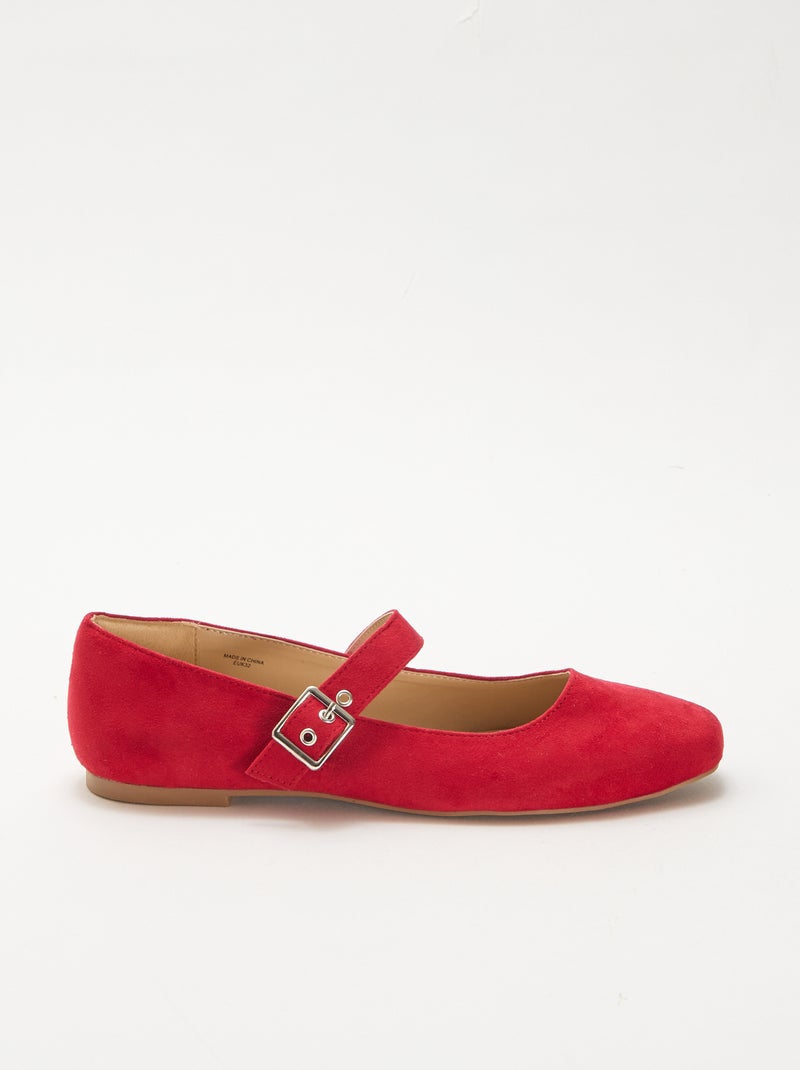 Ballerine con cinturino effetto borchiato Rosso - Kiabi