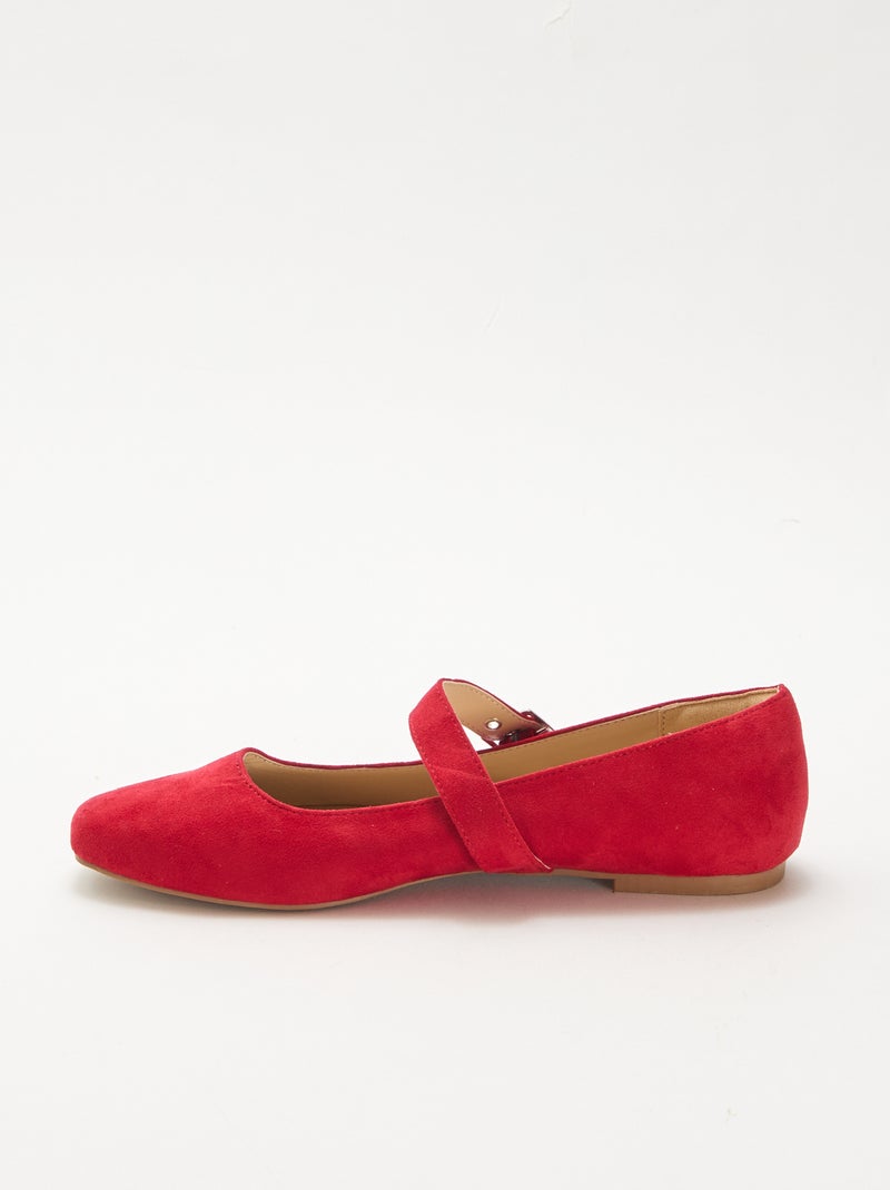 Ballerine con cinturino effetto borchiato Rosso - Kiabi